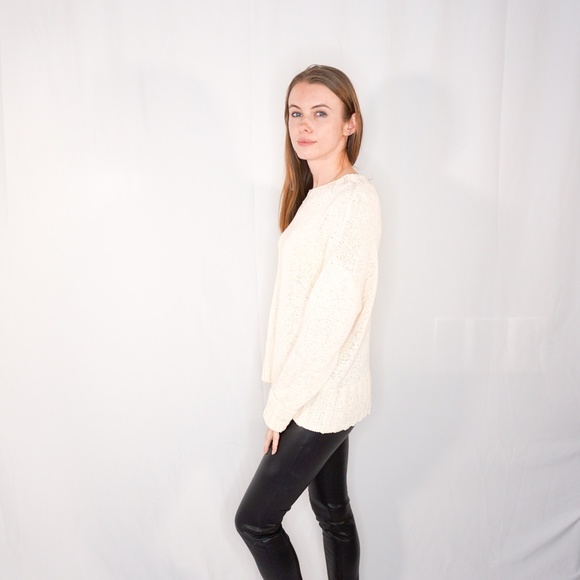 J. CREW Wide Rib Crewneck Sweater Cream Crop Knit - Picture 6 of 8